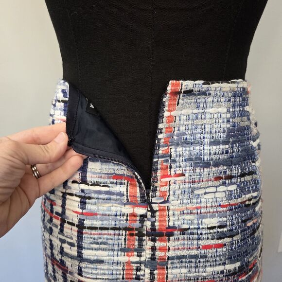 WORTH New York Women's Pencil Straight Skirt Size 6 Tweed Fringe Americana - Picture 6 of 15